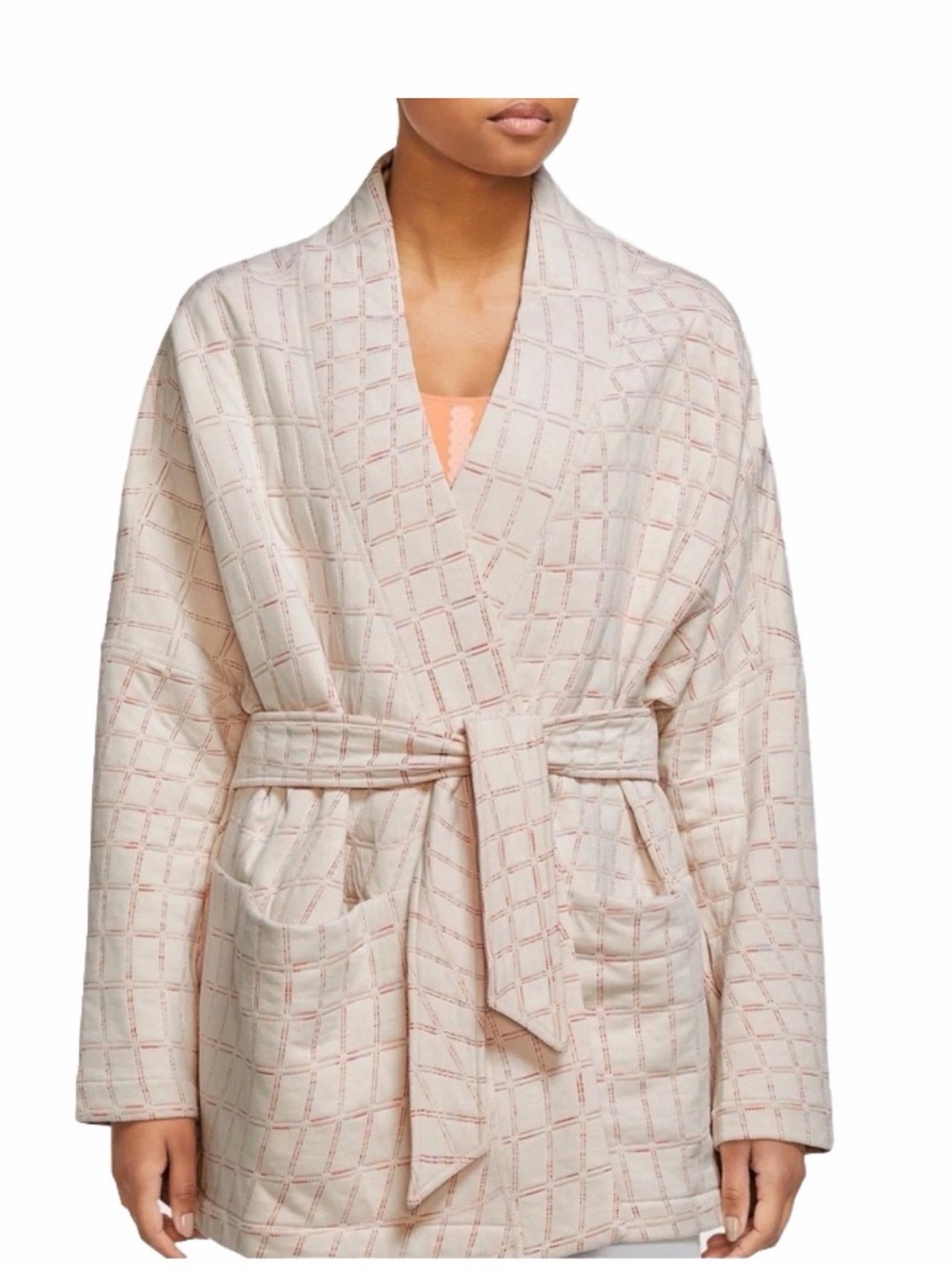 NWT Nike Yoga Thermal Robe in Pink & White